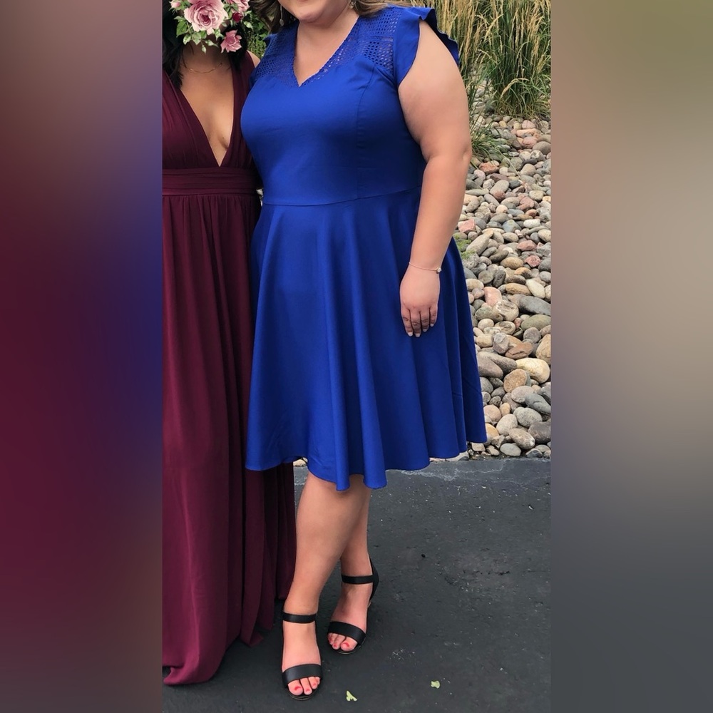 City Chic Royal Blue Lace Dress w/ pockets